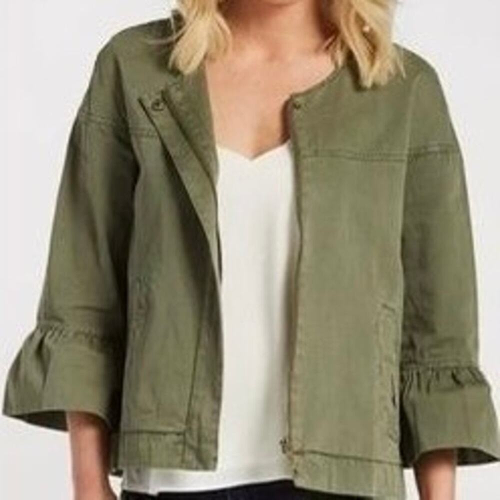 Sanctuary Scout Bell Sleeve Military Jacket Olive Green Utility Size Large